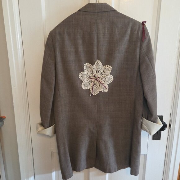Vintage Boho Blazer Jacket Embellished 80's plaid Cottagecore Fits Womens S/M - Picture 7 of 11